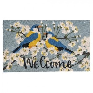 Barevná rohožka s ptáčky Welcome – 75x45x1 cm
