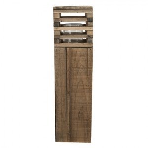 Dřevěná retro lucerna Mick – 14x14x52 cm