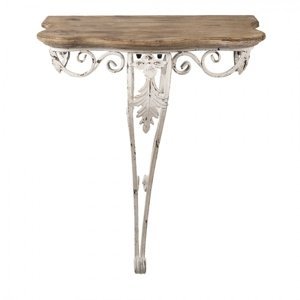 Dřevěný nástěnný stůl se zdobnou kovovou nohou Hendrik – 70x43x78 cm