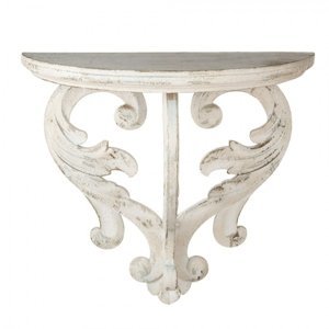 Bílý vintage nástěnný stolík s patinou – 56x29x51 cm