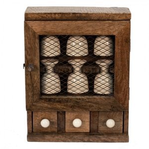 Nástěnná dřevěná skříňka s kalíšky na vajíčka Chick – 23x9x30 cm