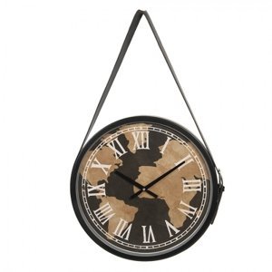 Nástěnné závěsné hodiny s potiskem světadílů – 42x4 cm