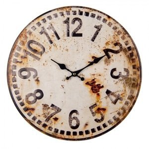 Nástěnné kulaté retro hodiny Elisa se rzí – 40x5 cm