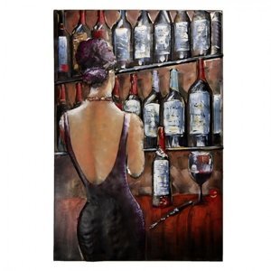 Kovový obraz na stěnu Žena v baru – 80x5x120 cm