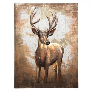Nástěnný 3D kovový obraz jelen Deer – 75x4x100 cm
