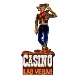 Nástěnná kovová cedule Casino Las Vegas – 35x1x70 cm