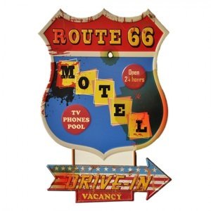 Nástěnná kovová cedule Motel Route 66 – 43x1x63 cm