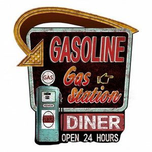 Černo-červená nástěnná kovová cedule Gasoline – 59x1x65 cm