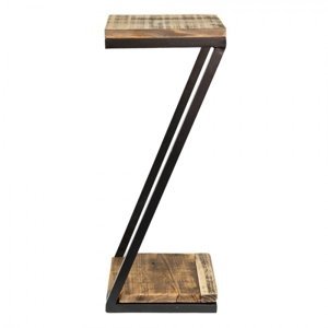 Dřevěno-kovový dekorační antik stolík na rostliny – 18x18x45 cm