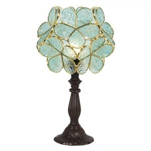 Modrá stolní lampa Tiffany Bloom – 21x21x38 cm