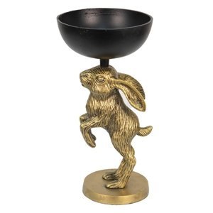 Dekorační kovová mísa s dekorací králíka Konijn Gold – 15x28 cm