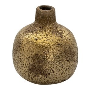 Hnedá keramická váza se zlatou patinou Elmo – 9x9 cm