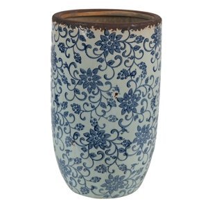Dekorativní keramická váza s modrými květy Josette – 16x25 cm