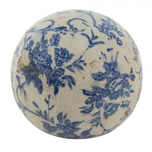 Keramická koule s modrými květy Saten – 12x11 cm