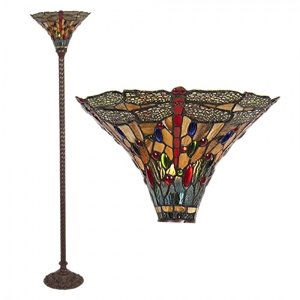 Stojací lampa Tiffany Dragonfly – 38x186 cm