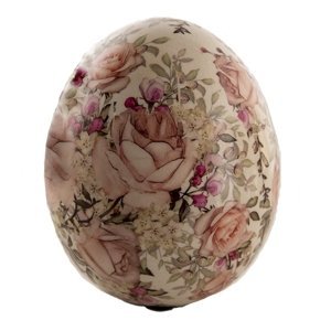 Keramické dekorační vajíčko s růžičkami Roses I – 11x14 cm