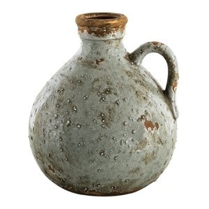 Šedá keramická dekorativní váza s ouškem – 18x17x20 cm