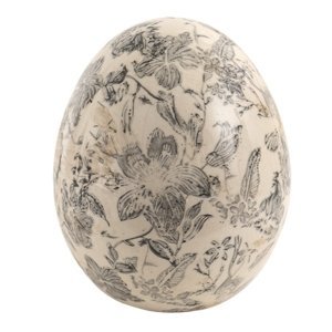 Dekorace vintage vejce se šedými květy Grishilde M – 11x14 cm