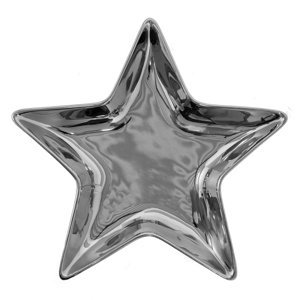 Stříbrná keramická miska ve tvaru hvězdy Silver Star – 16x16x2 cm