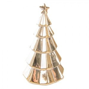 Zlatý porcelánový dekorační vánoční stromek – 12x20 cm