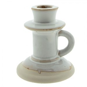Béžový porcelánový svícen na úzkou svíčku Gerjen – 9x10 cm