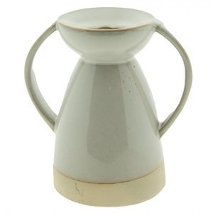 Béžový porcelánový svícen na úzkou svíčku Gerjen – 12x8x13 cm