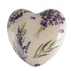 Keramické dekorační srdce s levandulí Lavandie L – 11x11x4 cm