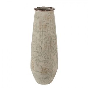 Béžová keramická váza s listy Lovely Leaves L – 14x40 cm