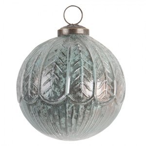 Modrá vánoční koule s patinou a odřeninami – 10 cm