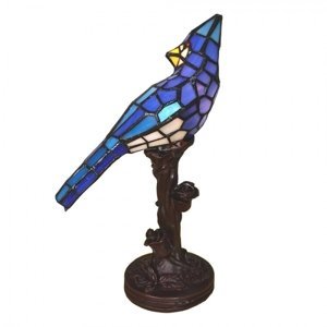 Stolní lampa Tiffany Blue Parrot – 15x12x33 cm