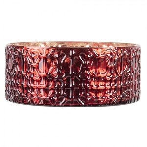 Červený nízký skleněný svícen Rosa na čajovou svíčku – 15x6 cm