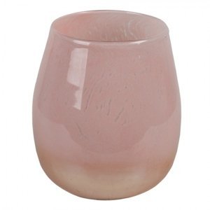 Růžový skleněný svícen na čajovou svíčku – 11x12 cm
