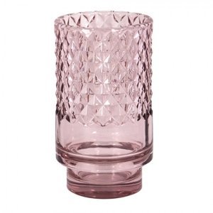 Růžový skleněný svícen na čajovou svíčku Houder – 7x12 cm