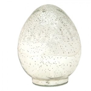 Stříbrné dekorativní vejce s popraskanou strukturou – 11x11x14 cm