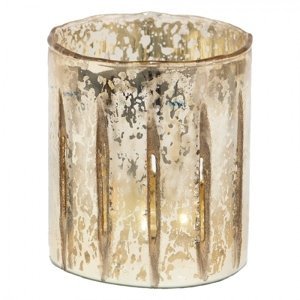Zlatý skleněný svícen na čajové svíčky – 11x13 cm