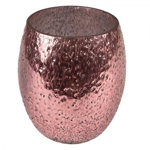 Růžový skleněný svícen na čajovou svíčku – 8x9 cm