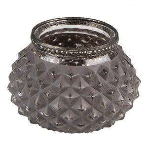 Skleněná čajová svíčka Houder Grey 11*8 cm – 11x8 cm