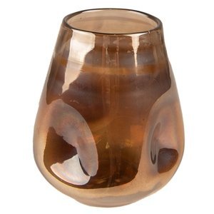 Hnědá ručně foukaná skleněná váza – 10x12 cm