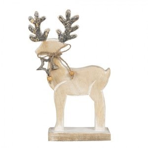 Vánoční dřevěná dekorace Jelen s hvězdičkou – 17x5x23 cm