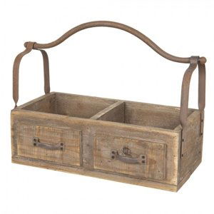 Dřevěná retro bedýnka s rukojetí – 41x19x29 cm