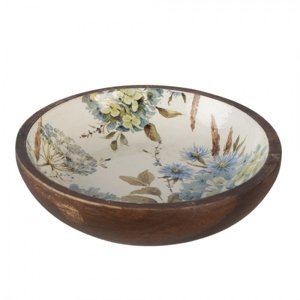 Hnědá dřevěná dekorativní miska s malbou Suze – 24x4 cm