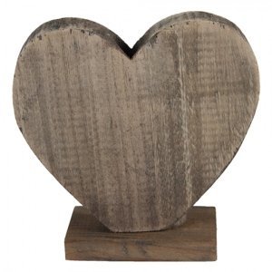 Hnědá antik dřevěná dekorace srdce – 19x7x19 cm
