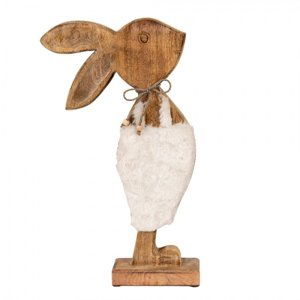 Dřevěná dekorace socha králíčka na podstavci – 22x6x42 cm