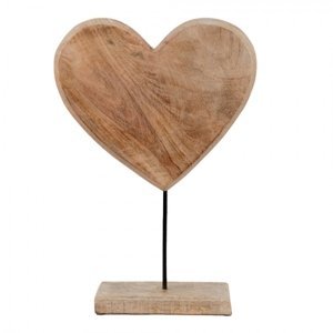 Dřevěná dekorace srdce na podstavci Heart wood – 30x8x43 cm