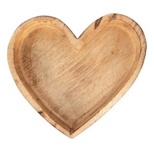 Dřevěná dekorační mísa/talíř ve tvaru srdce – 20x18x3 cm