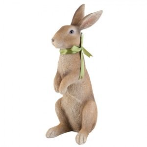 Dekorace hnědý králík s mašlí – 15x21x48 cm