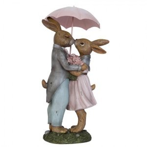 Dekorace králíci pod deštníkem – 17x15x34 cm