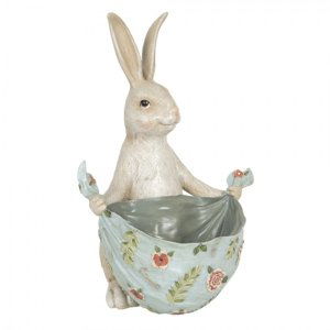 Dekorace králík s květovaným šátkem – 25x25x36 cm