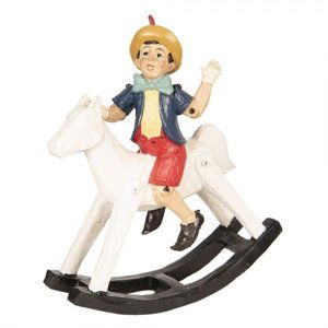 Dekorace Pinocchio na houpacím koni – 26x8x29 cm