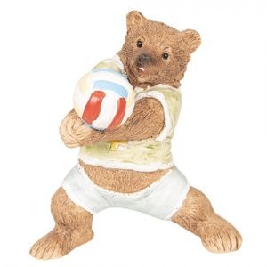 Dekorace Medvěd hrající volejbal – 9x7x10 cm